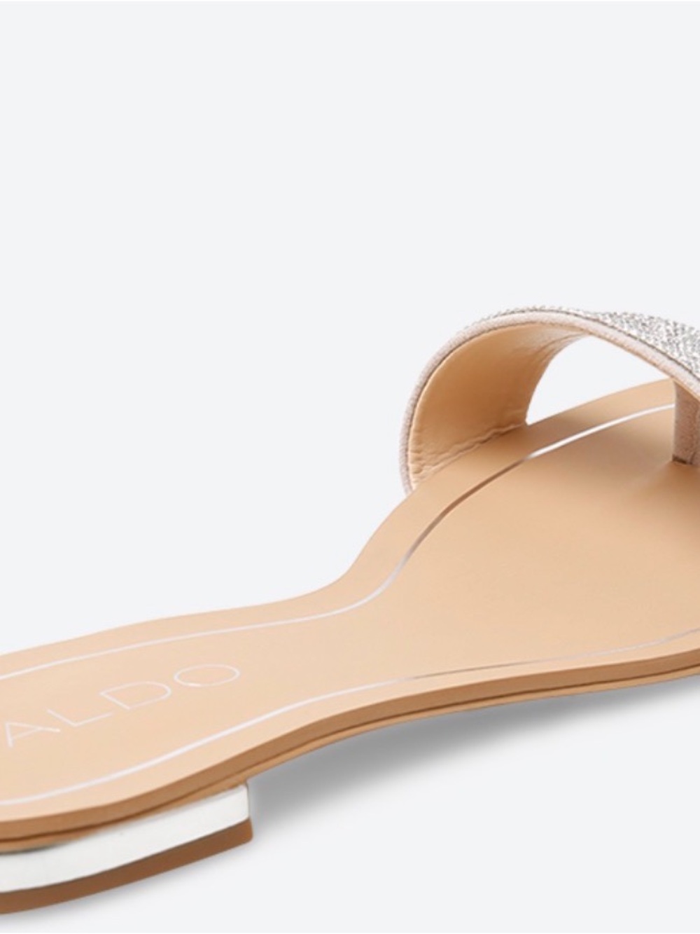 Aldo Silver Rhinestone Toe-Loop Slide Sandal - Picture 2 of 9